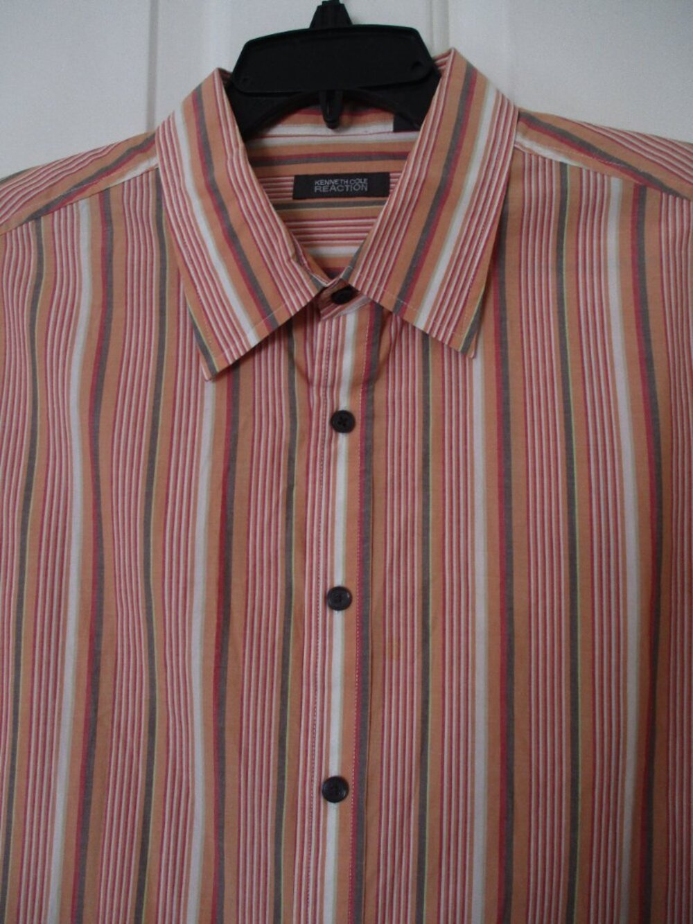 Kenneth Cole Reaction Mens L/S Orange Cotton Casual Shirt - 17.5/34-35 or Large